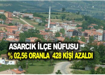 ASARCIK İLÇE NÜFUSU %02.56 ORANINDA SAYI OLARAK 428 KİŞİ AZALDI.