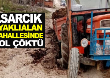 ASARCIK AYAKLIALAN MAHALLESİNDE YOL ÇÖKTÜ