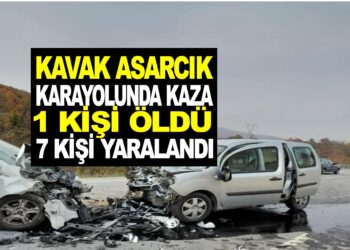 KAVAK ASARCIK KARAYOLUNDA TRAFİK KAZASI :1 KİŞİ ÖLDÜ, 7 KİŞİ YARALANDI