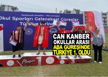 CAN KANBER OKULLAR ARASI ABA GÜREŞİNDE TÜRKİYE 1.OLDU