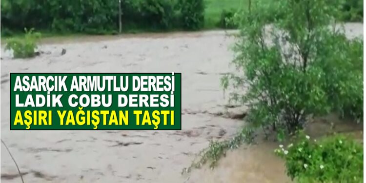 ASARCIK ARMUTLU DERESİ VE LADİK COBU DERESİ AŞIRI YAĞIŞTAN DOLAYI TAŞTI