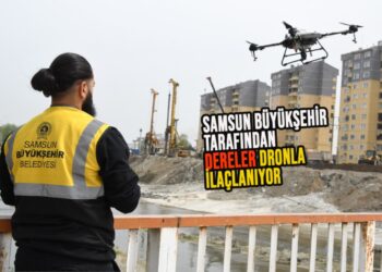 SAMSUN BÜYÜKŞEHİR TARAFINDAN DRONE İLE DERELER İLAÇLAMA YAPILIYOR