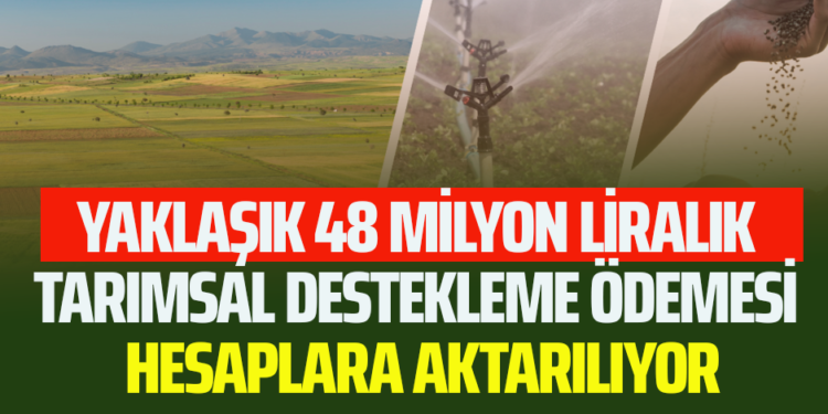 YAKLAŞIK 48 MİLYON LİRALIK TARIMSAL DESTEKLEME ÖDEMESİ HESAPLARA AKTARILIYOR
