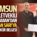 SAMSUN MİLLETVEKİLİ KARAMAN’DAN ŞABAN SARI’YA TEŞEKKÜR BELGESİ
